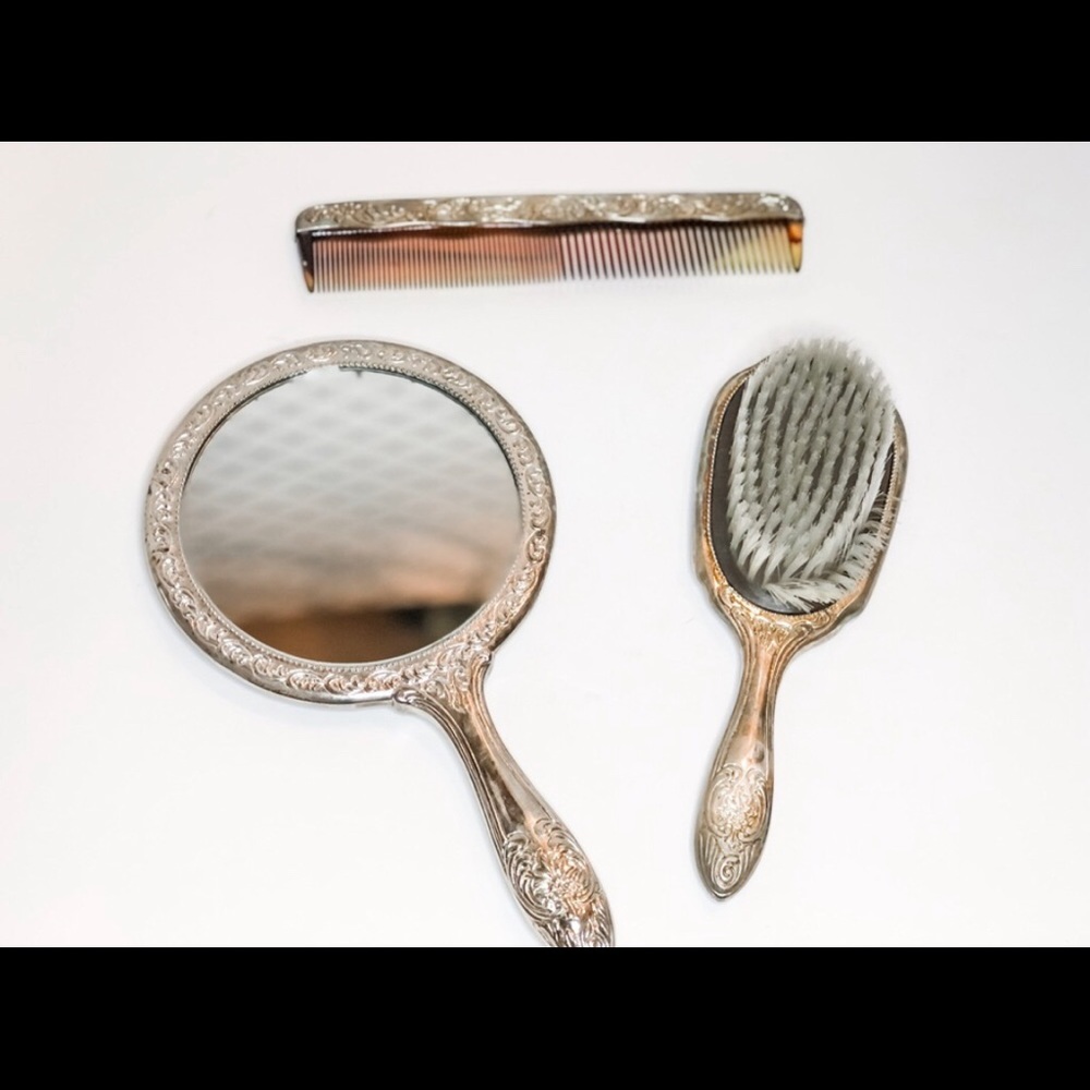 Silver plated 3pc vanity set